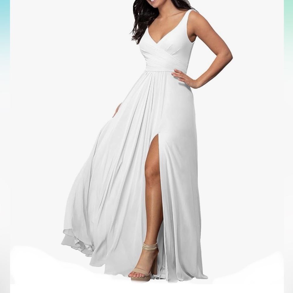 V-Neck Chiffon Wedding Dress